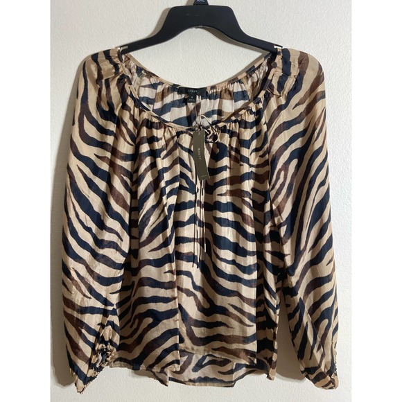 J-Crew Zerbra Blouse Small - Picture 1 of 5